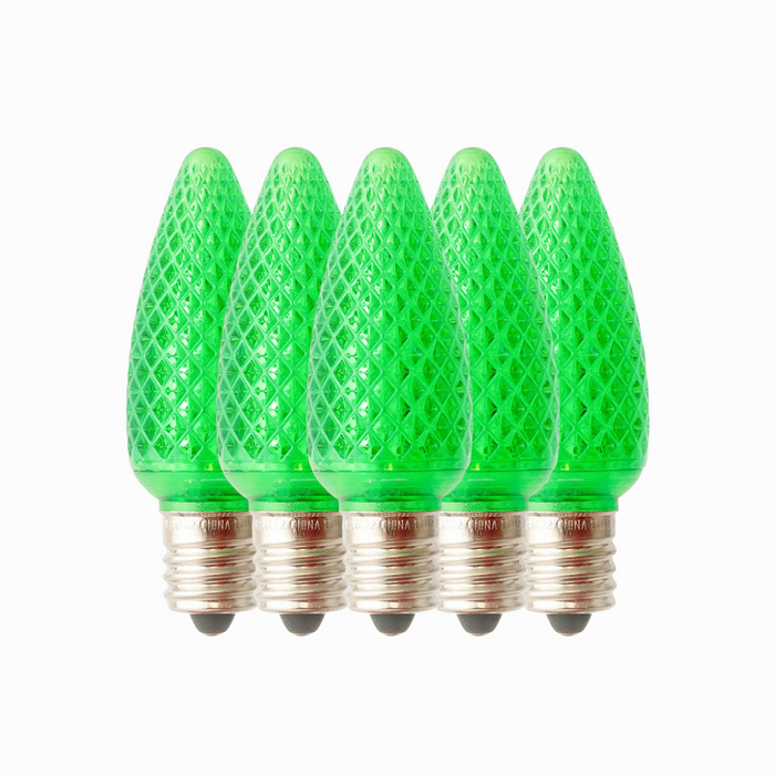 Green - C9 LED Bulbs - Bag of 25- Faceted