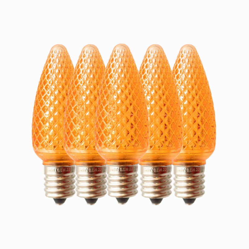 Orange - C9 LED Bulbs - Bag of 25- Faceted