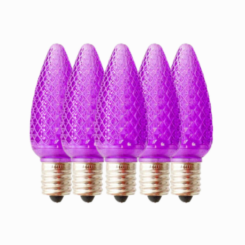Purple - C9 LED Bulbs - Bag of 25- Faceted