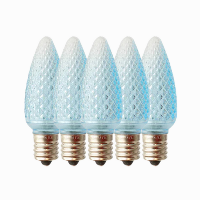 Turquoise / Teal - C9 LED Bulbs - Bag of 25- Faceted