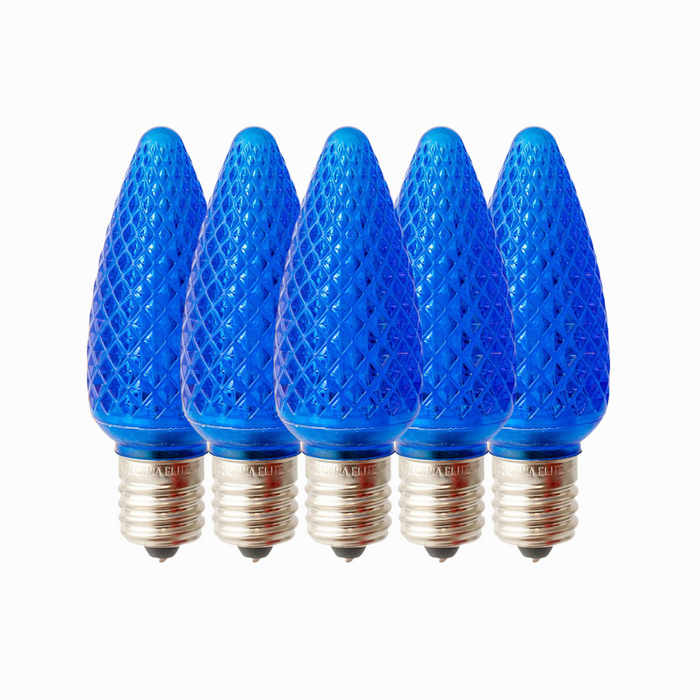 Blue - C9 LED Bulbs - Bag of 25- Faceted