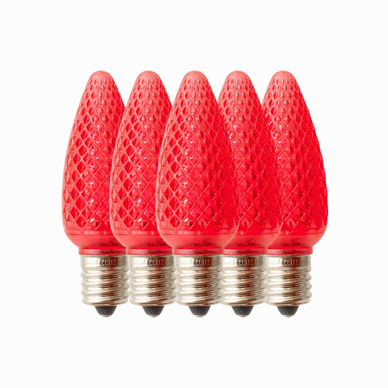 Red - C9 LED Bulbs - Bag of 25- Faceted