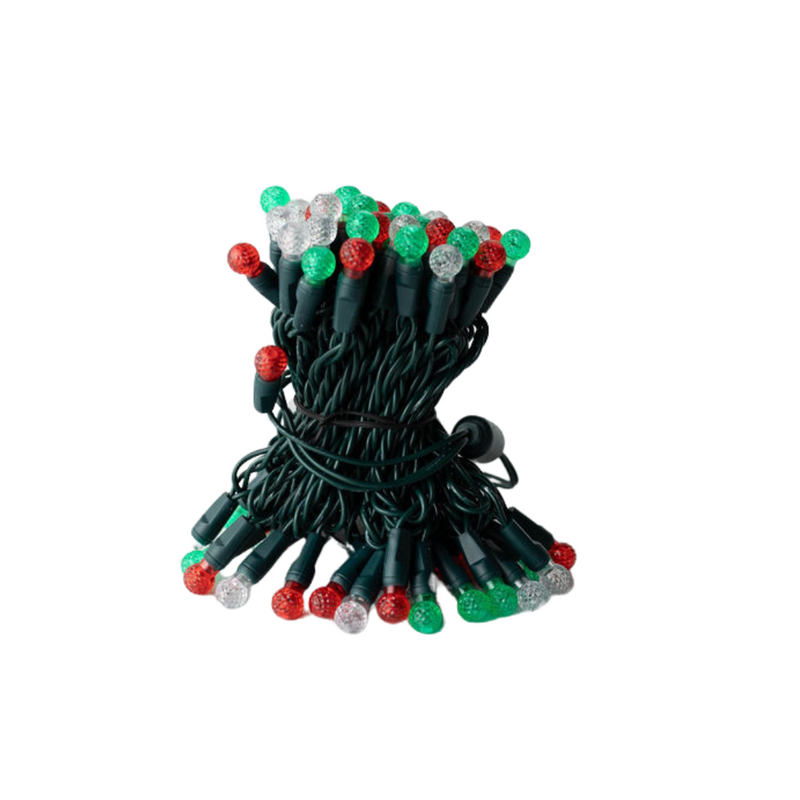 G12 LED 70 Bulb Strands - 4" Spacing - Red + Pure White + Green Alternating