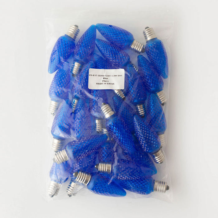 Blue - C9 LED Bulbs - Bag of 25- Faceted