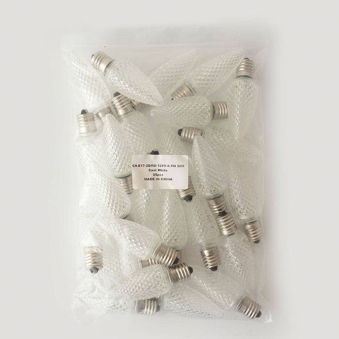 Warm White - C9 LED Bulbs - Bag of 25- Faceted