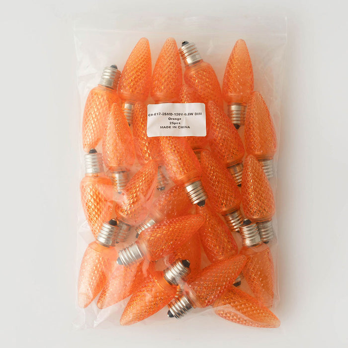 Orange - C9 LED Bulbs - Bag of 25- Faceted