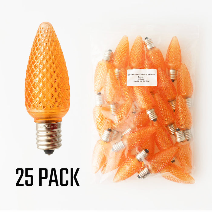 Orange - C9 LED Bulbs - Bag of 25- Faceted