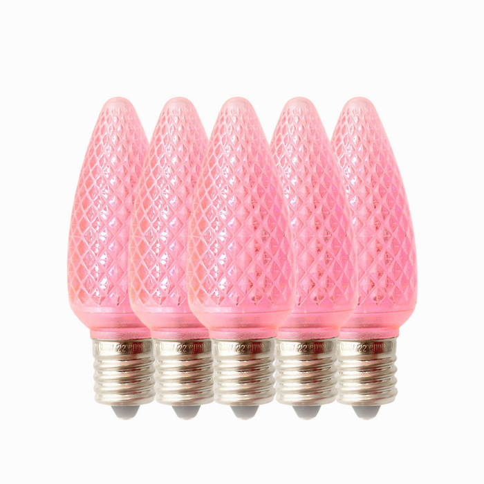 Pink - C9 LED Bulbs - Bag of 25- Faceted