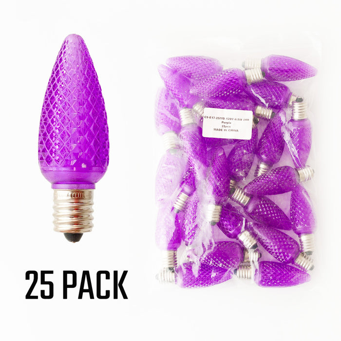 Purple - C9 LED Bulbs - Bag of 25- Faceted