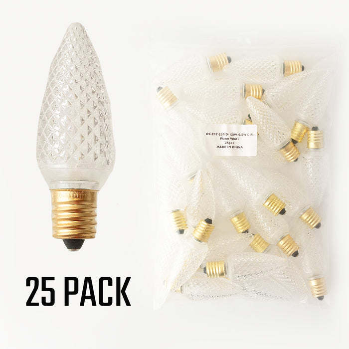 Warm White - C9 LED Bulbs - Bag of 25- Faceted