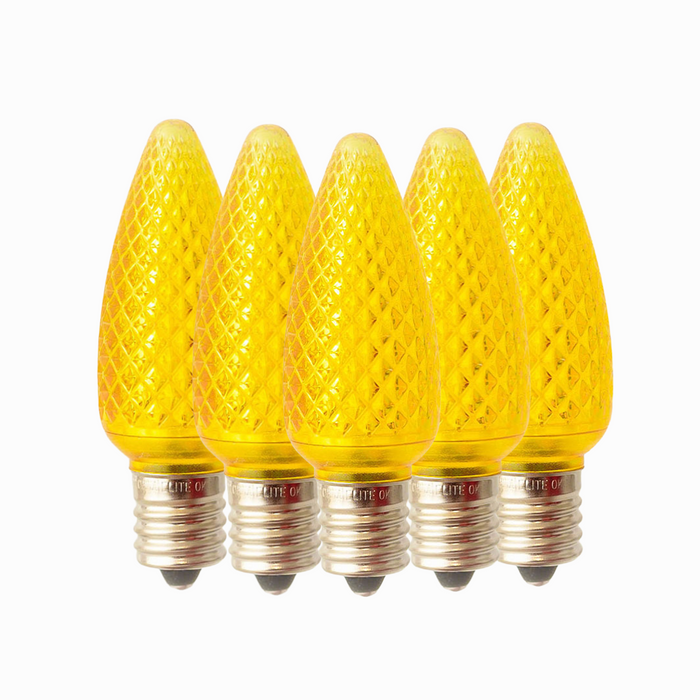 Yellow - C9 LED Bulbs - Bag of 25- Faceted