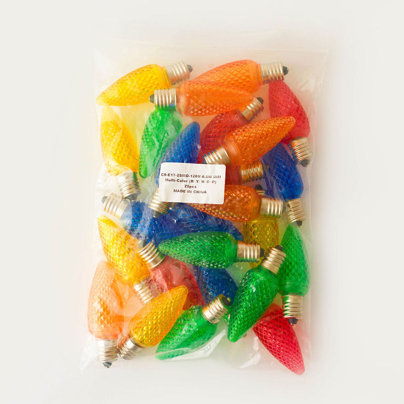 C9 LED Bulbs MULTI COLOR - Faceted - Bags of 25 - SMD
